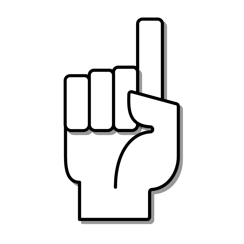 A hand holding up one finger.